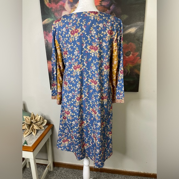 Sundance Sweet Whispers Boho Mix Print Mini Swing Dress S Long Sleeve worn once - Picture 6 of 12